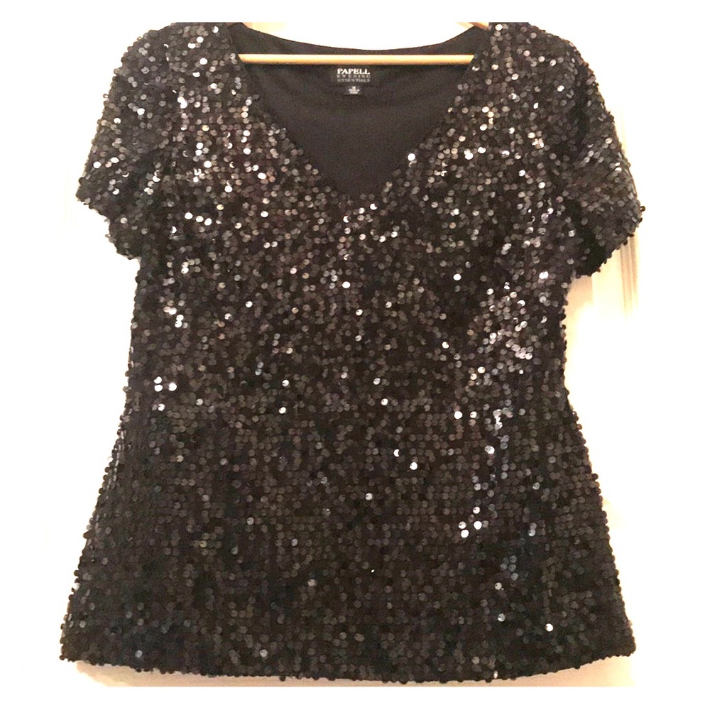 Adrianna Papel black sequin top